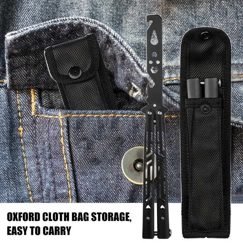 Metal model prop, Unique Butterfly Knife Bottle Opener Tool - Cool Folding Design for Beer, Practice Trainer & Party Gift