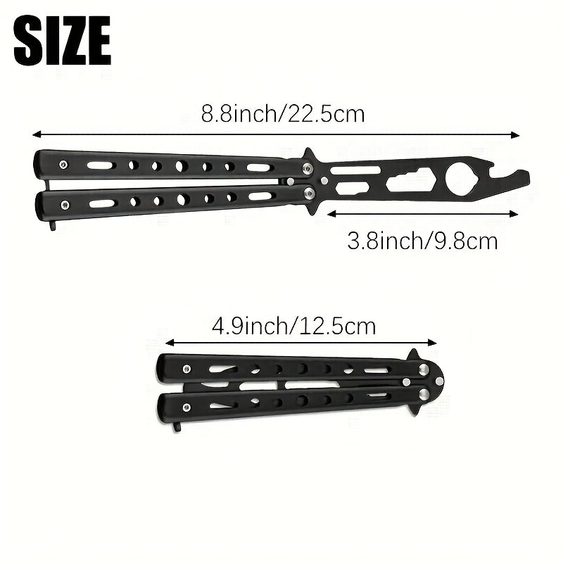 1pc, Stainless steel butterfly knife Bottle opener, practice knife, folding knife, multifunctional beer bottle opener wrench tool, suitable for bars, parties, camping, fishing, festivals - portable metal bottle opener without