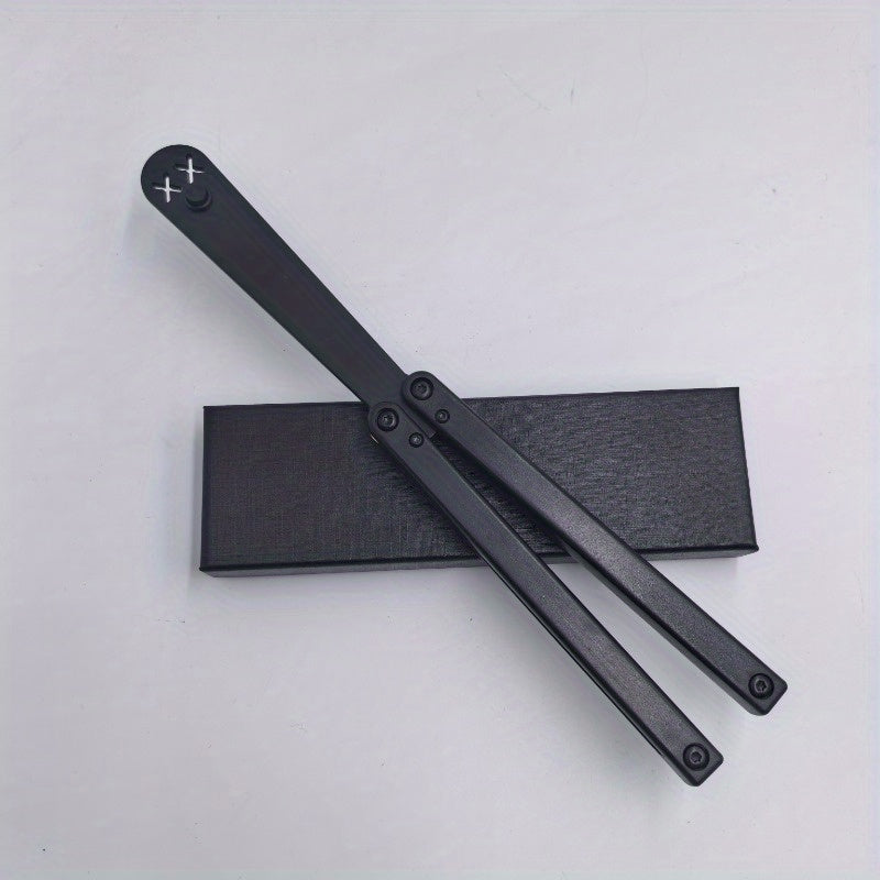 1pc Folding Butterfly Hand Knife with Weighted Design - Safe Plastic Training Knife for Role-Playing, Cosplay Props, and Skillful Practice (White, Black)