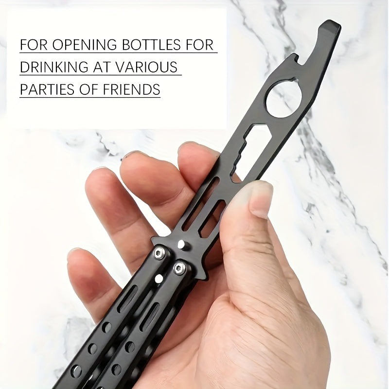 1pc, Stainless steel butterfly knife Bottle opener, practice knife, folding knife, multifunctional beer bottle opener wrench tool, suitable for bars, parties, camping, fishing, festivals - portable metal bottle opener without