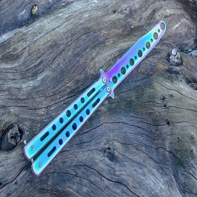 Colorful Steel Butterfly Folding Knife, Unbladed Practice Comb Shake Knife - Wholesale