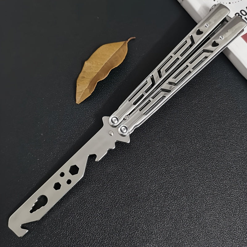 Metal model prop, Unique Butterfly Knife Bottle Opener Tool - Cool Folding Design for Beer, Practice Trainer & Party Gift