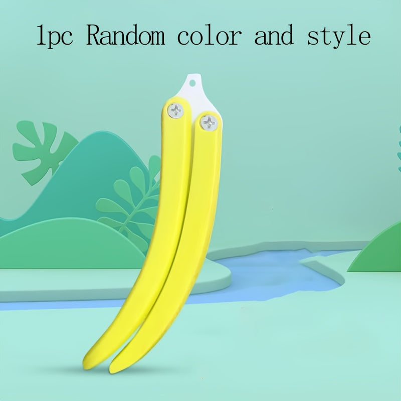 Radish Butterfly Knife - Non-Sharp Safe Folding Prop with Yellow & White Handle, Lightweight Anime Weapon for Halloween Costumes, Cosplay, Themed Parties - Durable Plastic Construction - Ideal Gift for Anime Fans & Halloween