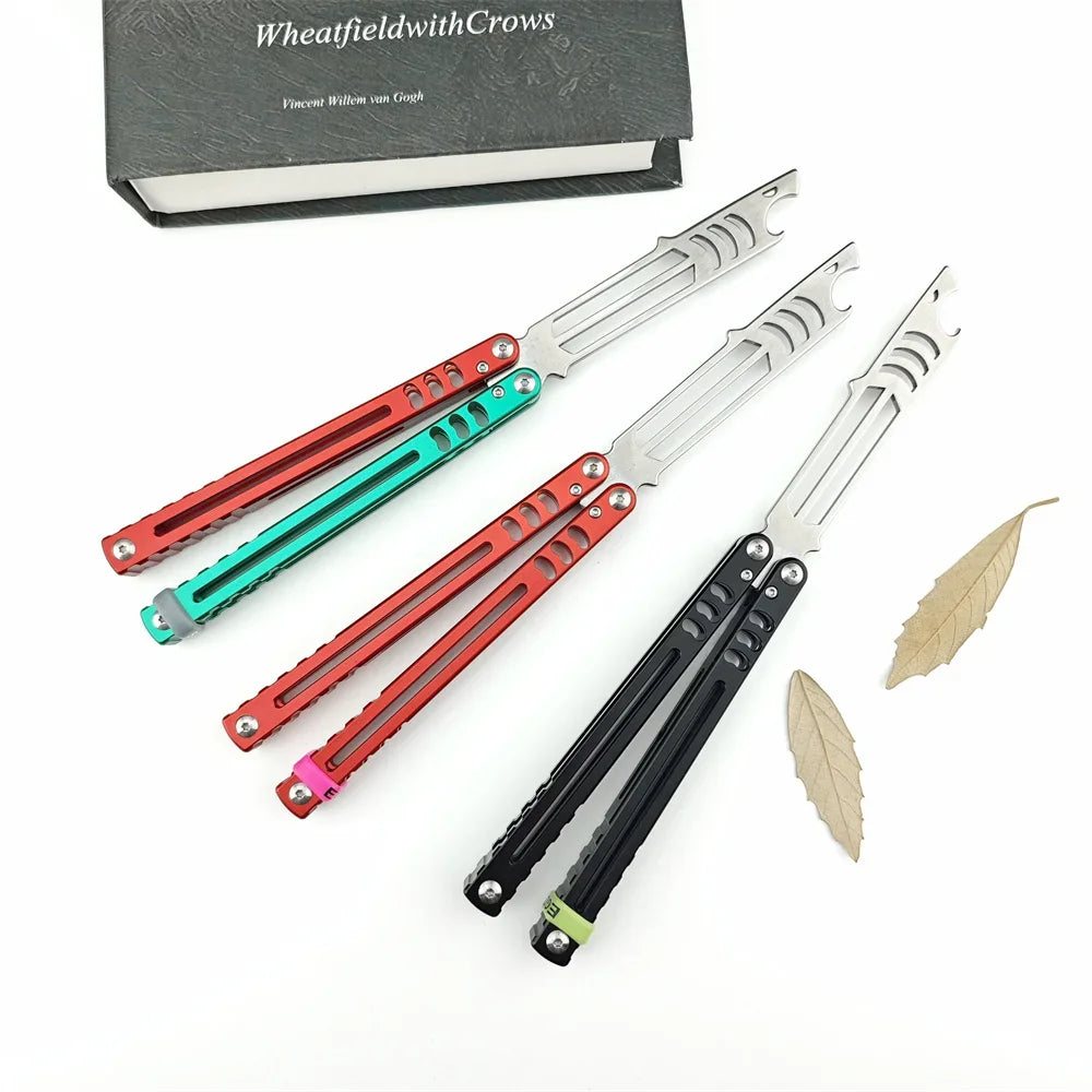 Balisong Training Folding Knife 440C Blade Aluminum Alloy Handle Outdoor Trainer Tanto EDC Pocket Knives Multi Tool