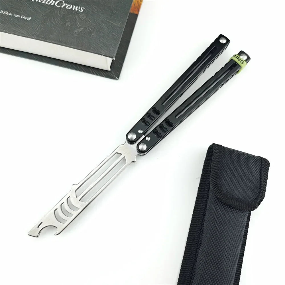Balisong Training Folding Knife 440C Blade Aluminum Alloy Handle Outdoor Trainer Tanto EDC Pocket Knives Multi Tool