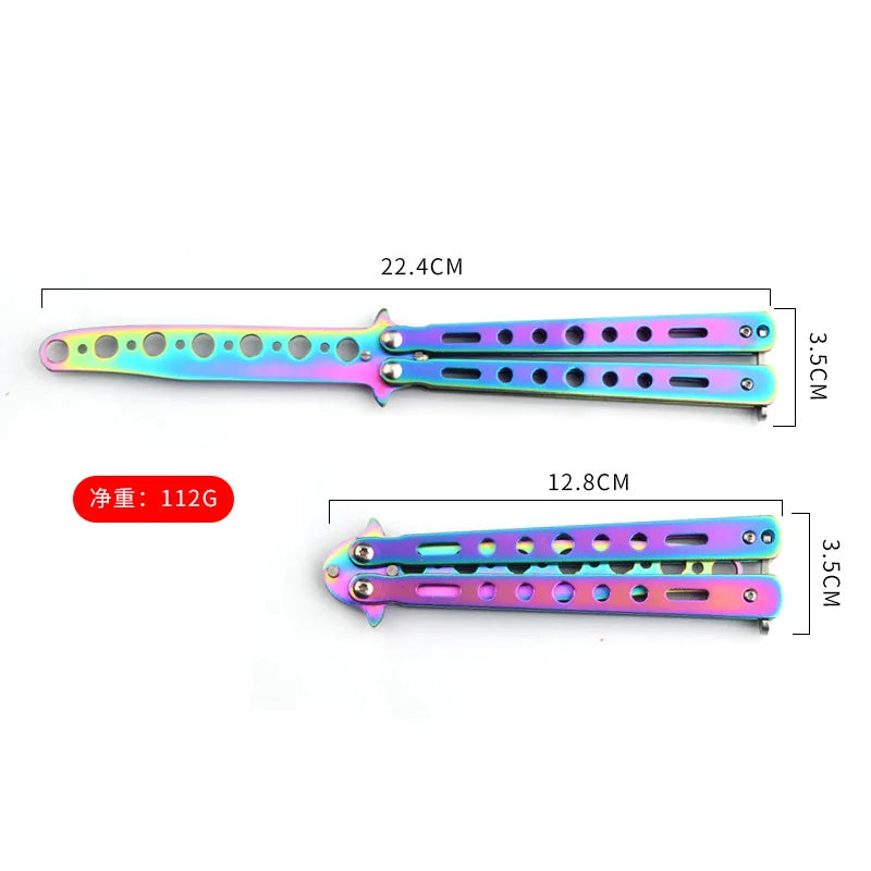 Portable Butterfly Training Knife Foldable CSGO Balisong Trainer Pocket Flail Knife Uncut Blade Butterfly Comb for Training Tool