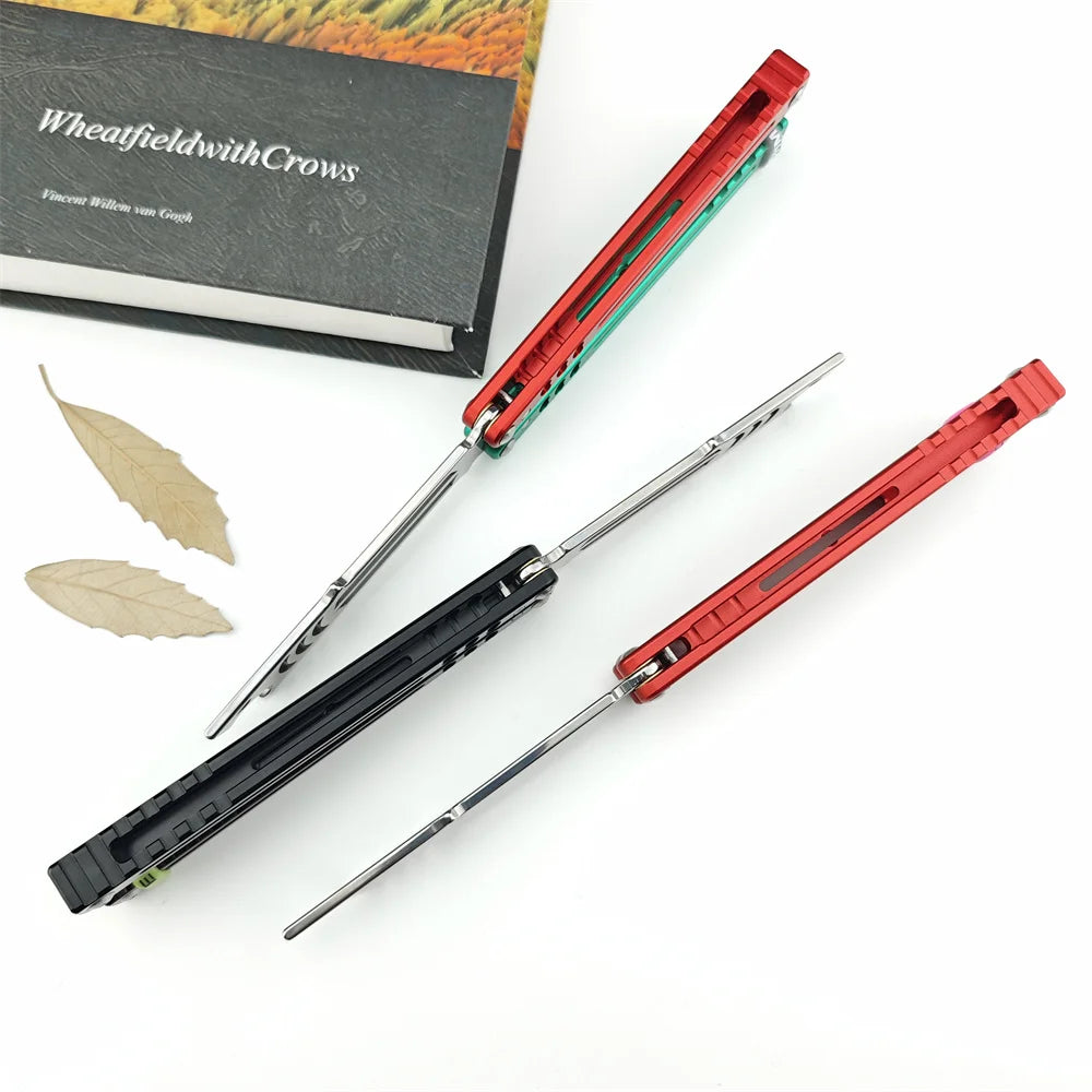 Balisong Training Folding Knife 440C Blade Aluminum Alloy Handle Outdoor Trainer Tanto EDC Pocket Knives Multi Tool