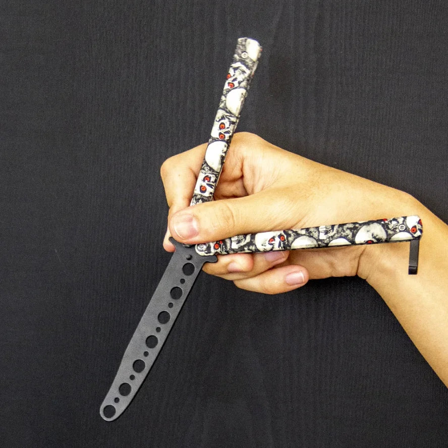 Men's Christmas Gift Portable Pocket Butterfly Training Knife, Round Hole Outdoor Training Utility Knife