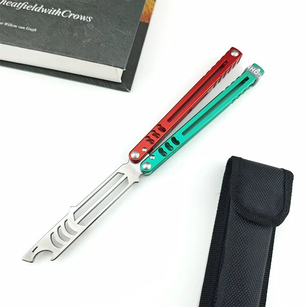 Balisong Training Folding Knife 440C Blade Aluminum Alloy Handle Outdoor Trainer Tanto EDC Pocket Knives Multi Tool