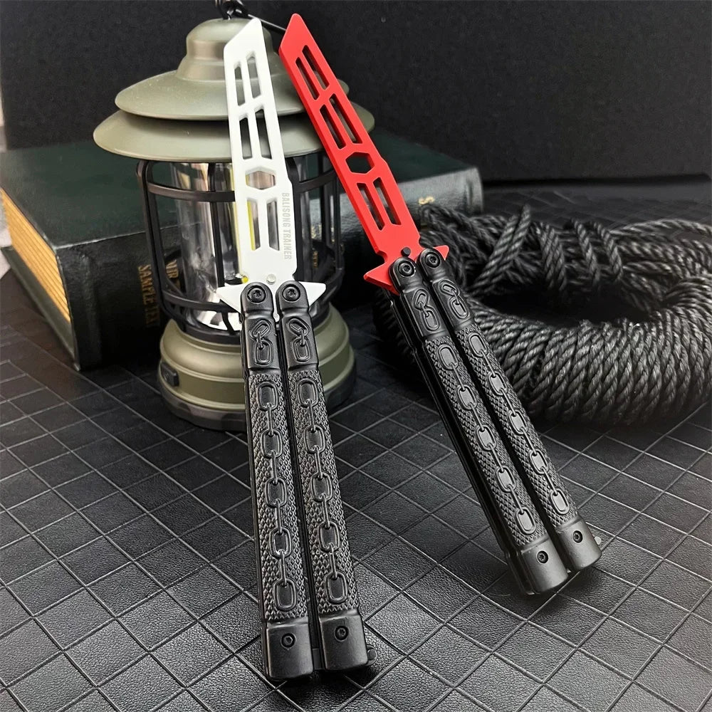 Portable Trainer Folding Butterfly Knife CSGO Stainless Steel Pocket Knife for Outdoor Tactical Huning Camping Tools