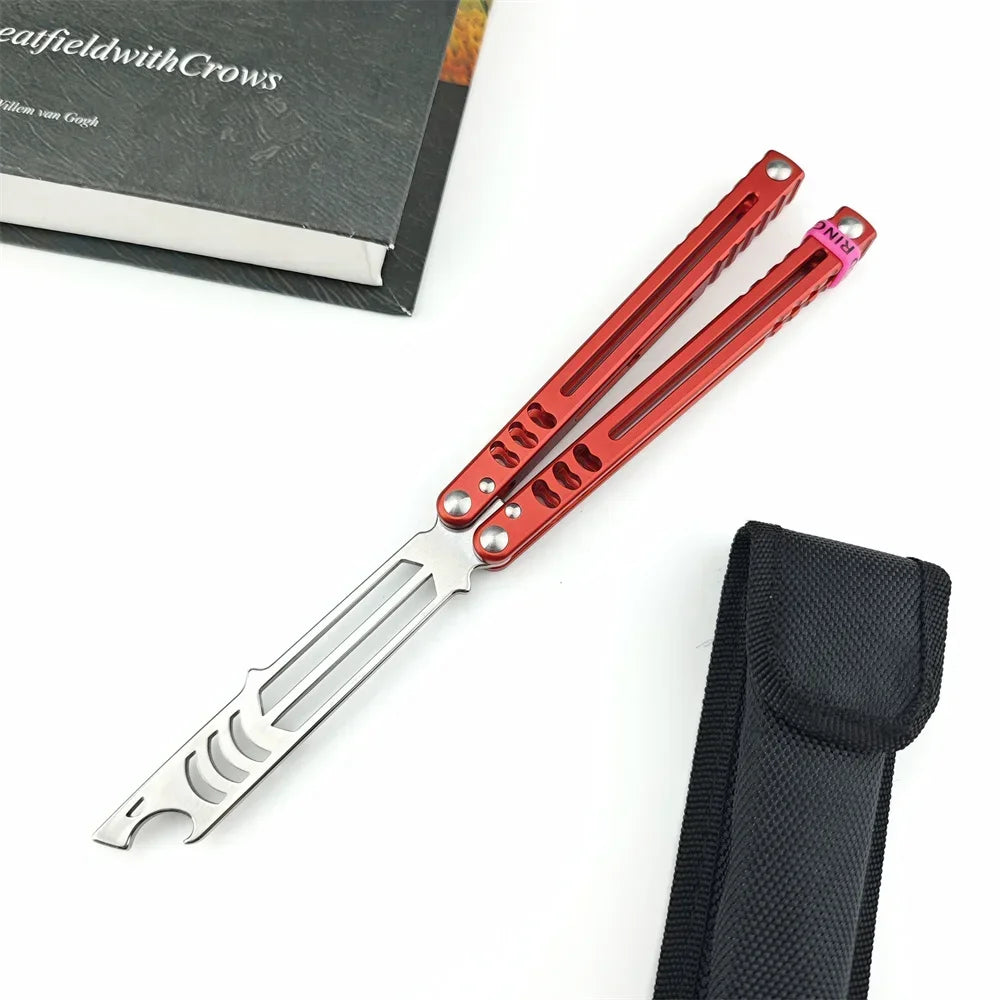 Balisong Training Folding Knife 440C Blade Aluminum Alloy Handle Outdoor Trainer Tanto EDC Pocket Knives Multi Tool