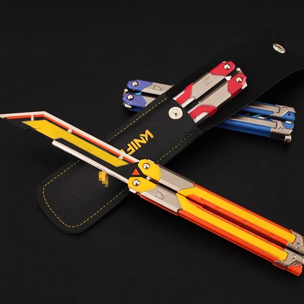 Hot Valorant Game Merch Craft Toy, 20 Cm (7.8 Inches), Foldable RGX Butterfly Knife, Zinc Alloy Metal, Comes with Sheath