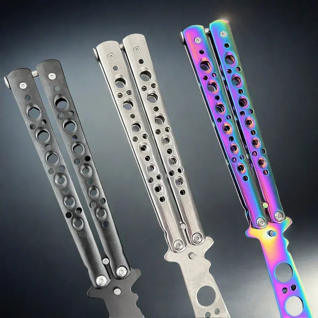 Folding Butterfly Knife Trainer Stainless Steel Pocket Practice Training Uncut Tool for Outdoor Games Hand Movements