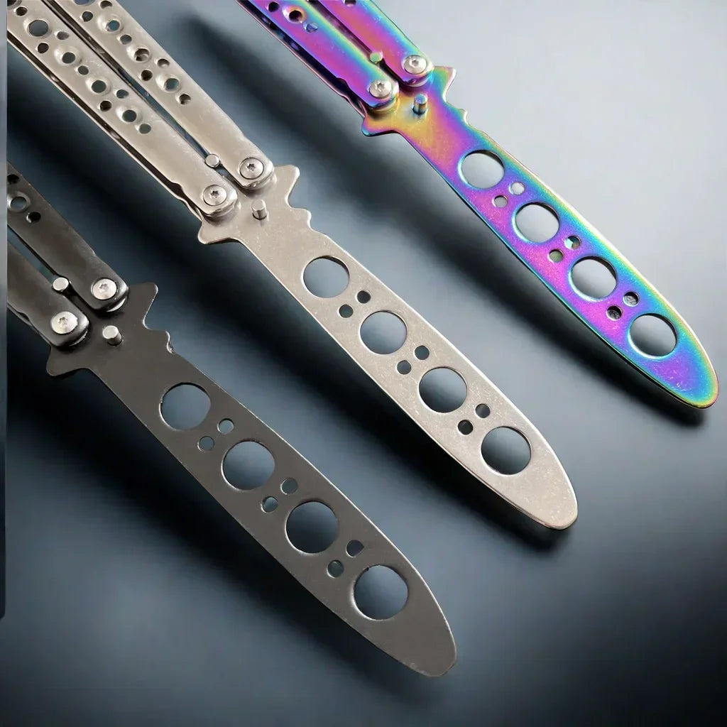 Folding Butterfly Knife Trainer Stainless Steel Pocket Practice Training Uncut Tool for Outdoor Games Hand Movements
