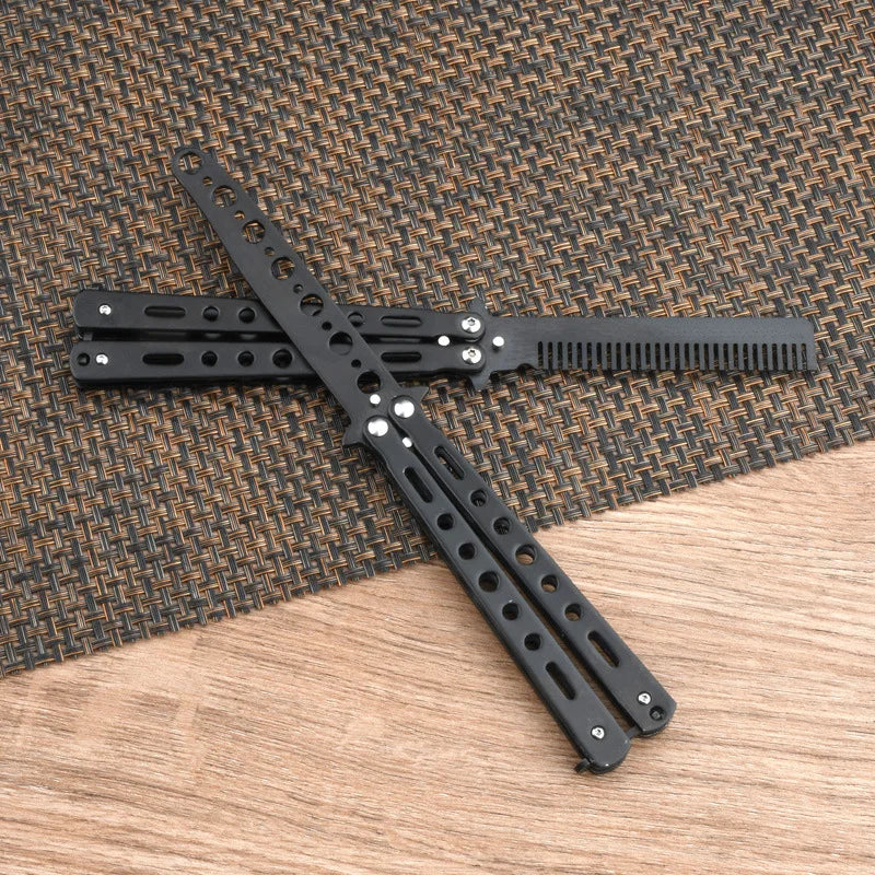 Portable Butterfly Training Knife Foldable CSGO Balisong Trainer Pocket Flail Knife Uncut Blade Butterfly Comb for Training Tool