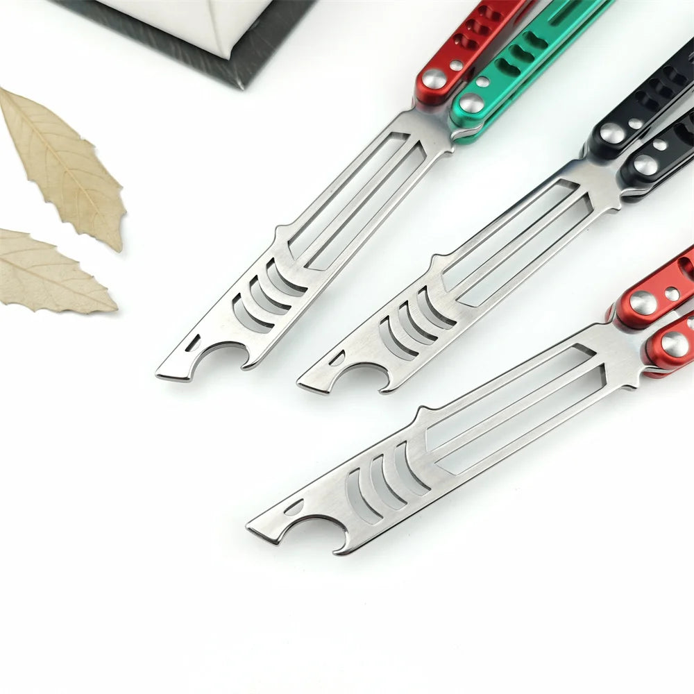 Balisong Training Folding Knife 440C Blade Aluminum Alloy Handle Outdoor Trainer Tanto EDC Pocket Knives Multi Tool