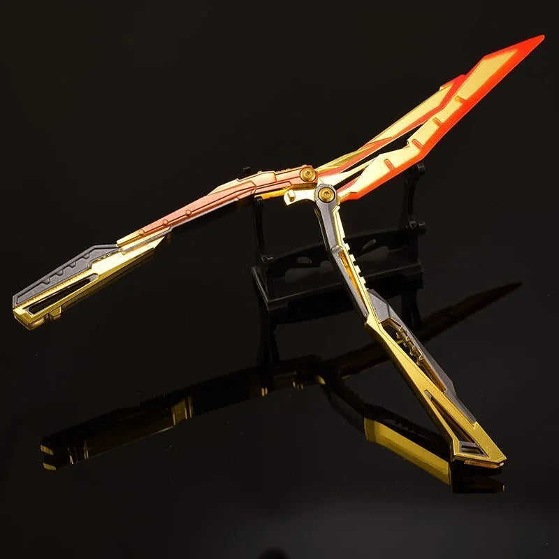In Stock 24cm Cross Fire Blazing Butterfly Knif Foldable Game Peropheral Non-Sharp Metal Blade Sword Weapon Kid Birthday Gift