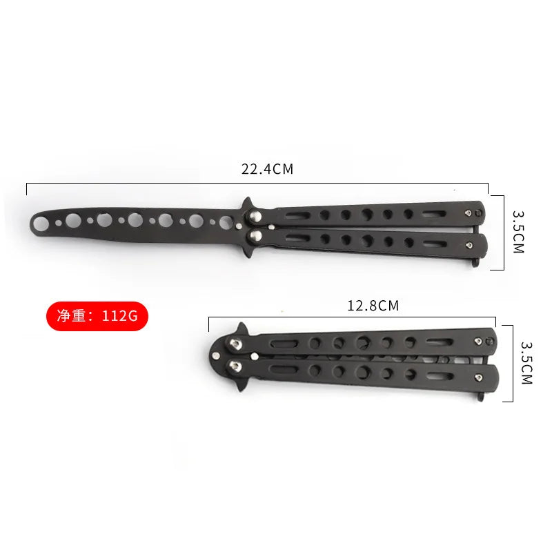 Portable Butterfly Training Knife Foldable CSGO Balisong Trainer Pocket Flail Knife Uncut Blade Butterfly Comb for Training Tool