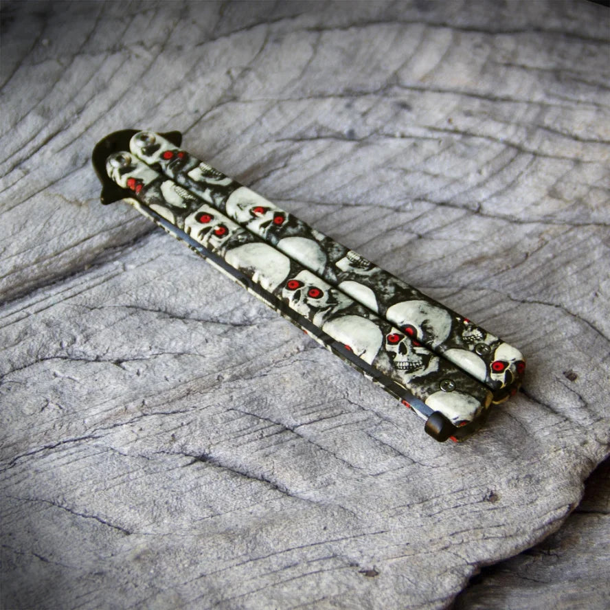 Men's Christmas Gift Portable Pocket Butterfly Training Knife, Round Hole Outdoor Training Utility Knife