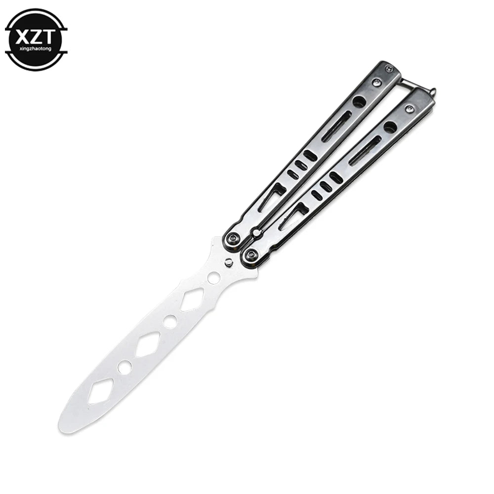 Folding Butterfly Knife Trainer Portable Stainless Steel Pocket Practice Training Tool for Outdoor Games Hand Movements No Edge