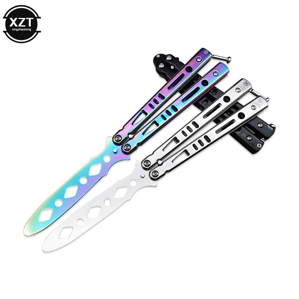 Folding Butterfly Knife Trainer Portable Stainless Steel Pocket Practice Training Tool for Outdoor Games Hand Movements No Edge