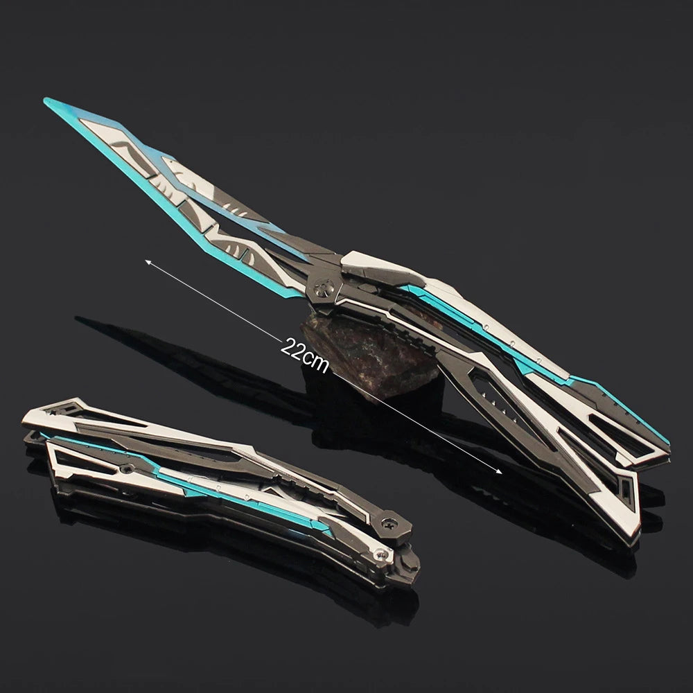 Folding Butterfly Knife Trainer Model Toy – 22 cm Zinc Alloy Practice Blade, Safe Unsharpened,  Collectors & Beginners