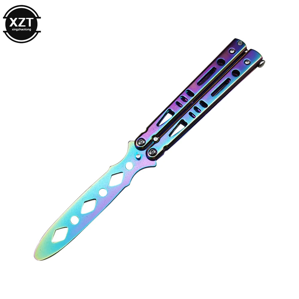 Folding Butterfly Knife Trainer Portable Stainless Steel Pocket Practice Training Tool for Outdoor Games Hand Movements No Edge