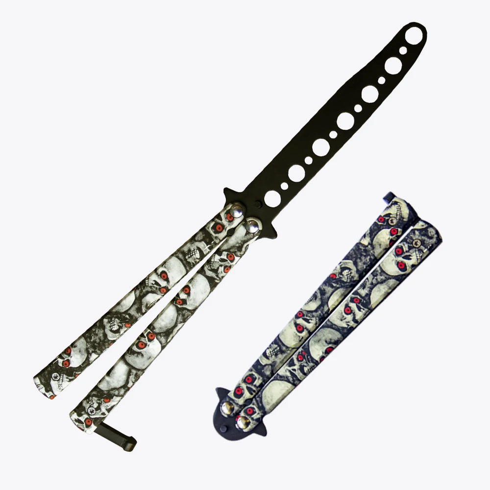 Men's Christmas Gift Portable Pocket Butterfly Training Knife, Round Hole Outdoor Training Utility Knife