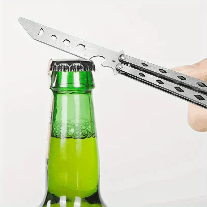 Stainless Steel Butterfly Folding Knife Tool for Trainer Practicing Flipping Blunt No Edge Lightweight Spaner Tool T2514