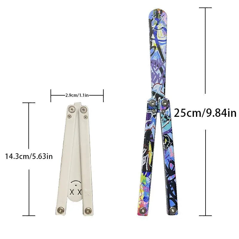 Plastic Butterfly Knife for Beginners, Swinging Hands, Fancy Plastic Butterfly Knife, UV Printing