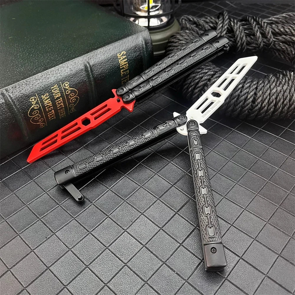 Portable Trainer Folding Butterfly Knife CSGO Stainless Steel Pocket Knife for Outdoor Tactical Huning Camping Tools