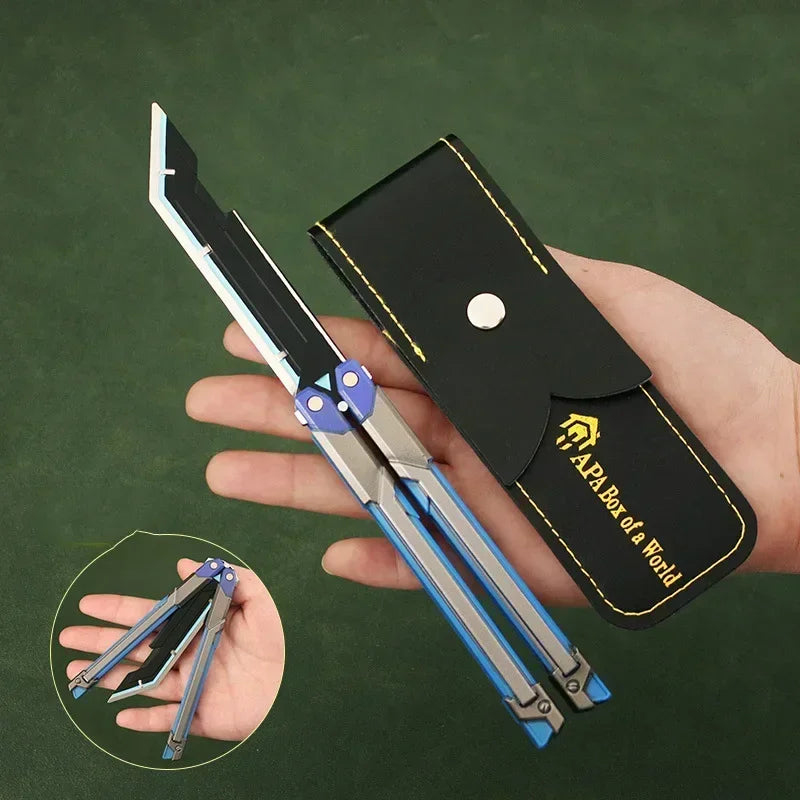 Hot Valorant Game Merch Craft Toy, 20 Cm (7.8 Inches), Foldable RGX Butterfly Knife, Zinc Alloy Metal, Comes with Sheath