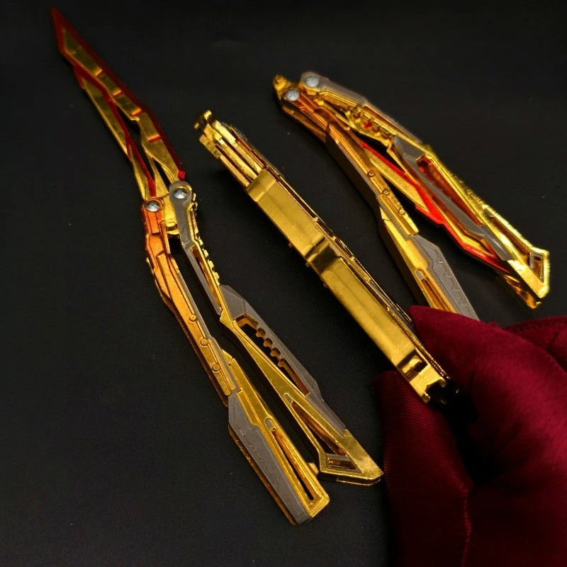 In Stock 24cm Cross Fire Blazing Butterfly Knif Foldable Game Peropheral Non-Sharp Metal Blade Sword Weapon Kid Birthday Gift