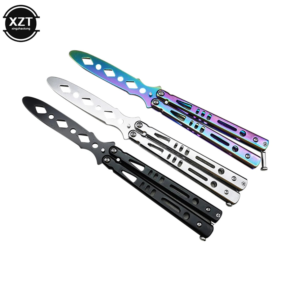 Folding Butterfly Knife Trainer Portable Stainless Steel Pocket Practice Training Tool for Outdoor Games Hand Movements No Edge