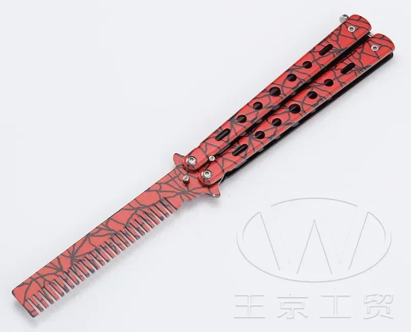1PCS Foldable Comb Stainless Steel Butterfly Knife Comb Beard Moustache Brushe Salon Hairdressing Styling Tool