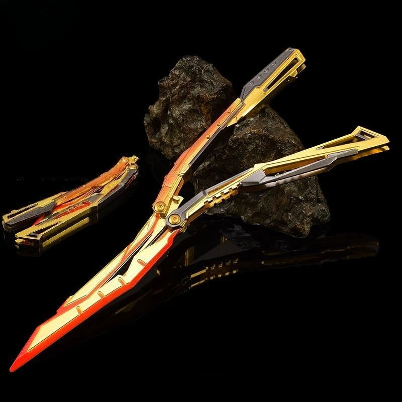 In Stock 24cm Cross Fire Blazing Butterfly Knif Foldable Game Peropheral Non-Sharp Metal Blade Sword Weapon Kid Birthday Gift