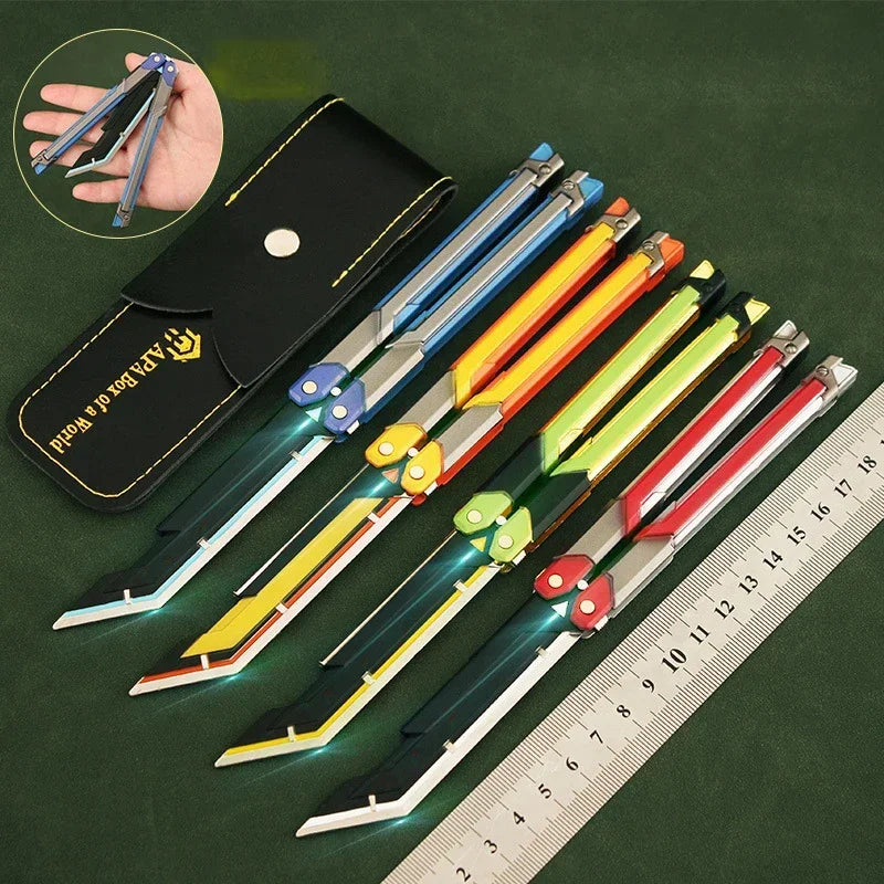 Hot Valorant Game Merch Craft Toy, 20 Cm (7.8 Inches), Foldable RGX Butterfly Knife, Zinc Alloy Metal, Comes with Sheath