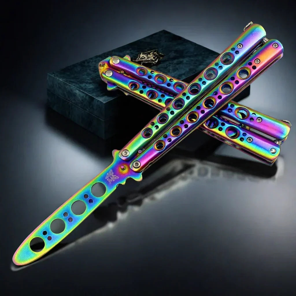 Folding Butterfly Knife Trainer Stainless Steel Pocket Practice Training Uncut Tool for Outdoor Games Hand Movements