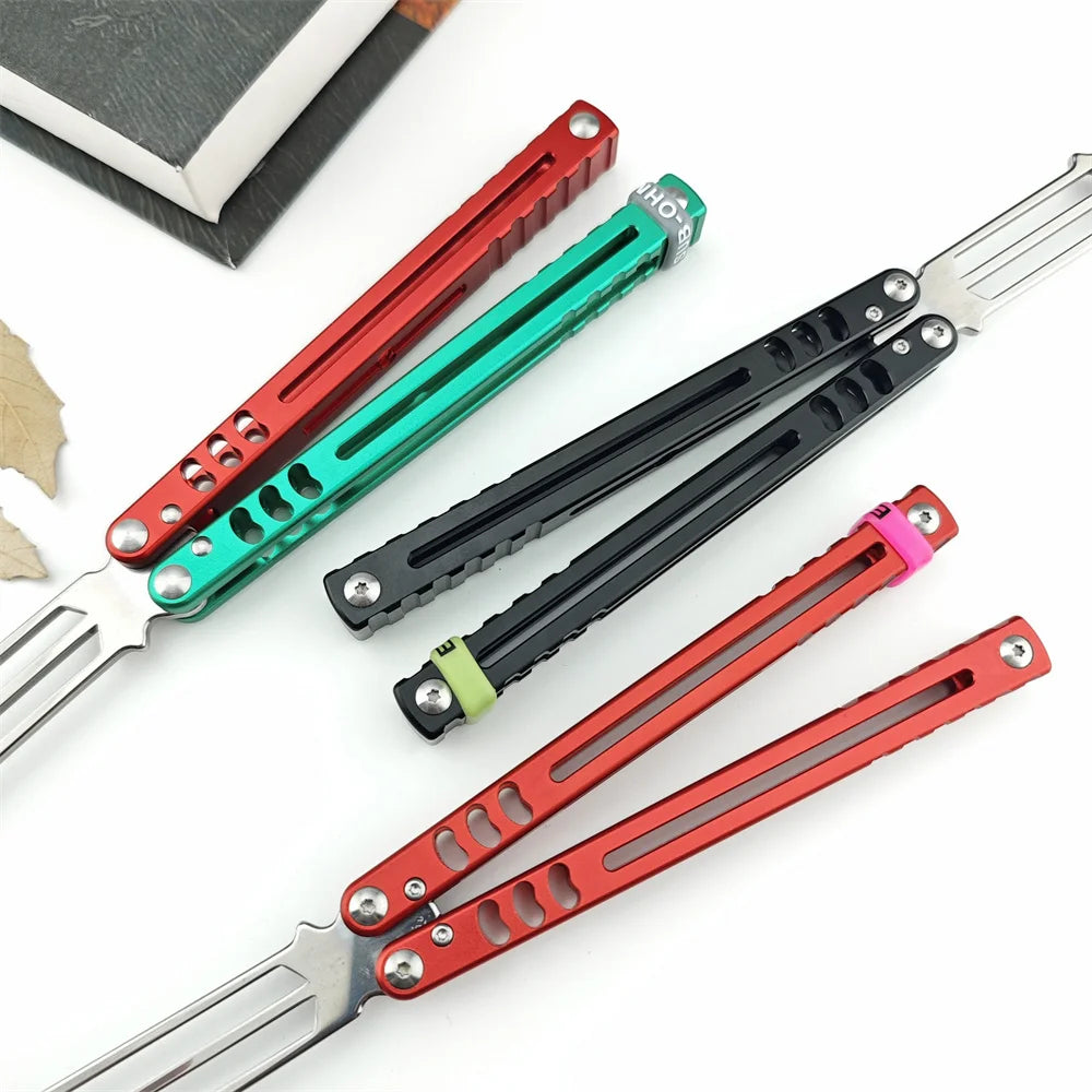 Balisong Training Folding Knife 440C Blade Aluminum Alloy Handle Outdoor Trainer Tanto EDC Pocket Knives Multi Tool