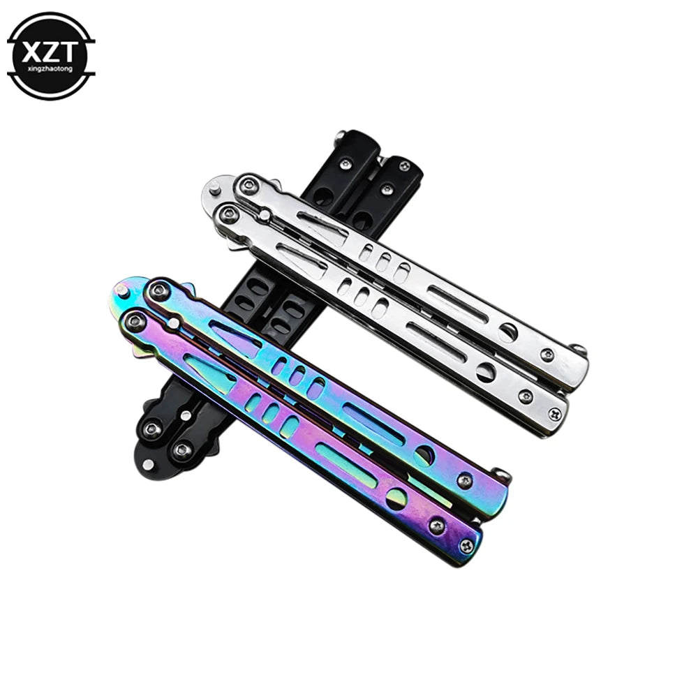 Folding Butterfly Knife Trainer Portable Stainless Steel Pocket Practice Training Tool for Outdoor Games Hand Movements No Edge