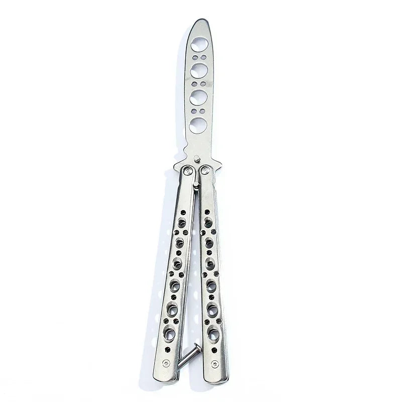 Folding Butterfly Knife Trainer Stainless Steel Pocket Practice Training Uncut Tool for Outdoor Games Hand Movements