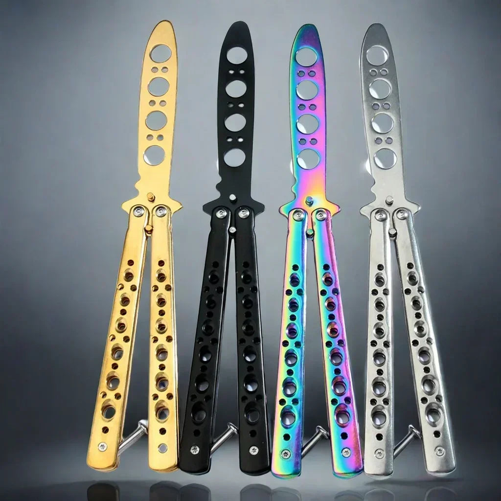 Folding Butterfly Knife Trainer Stainless Steel Pocket Practice Training Uncut Tool for Outdoor Games Hand Movements