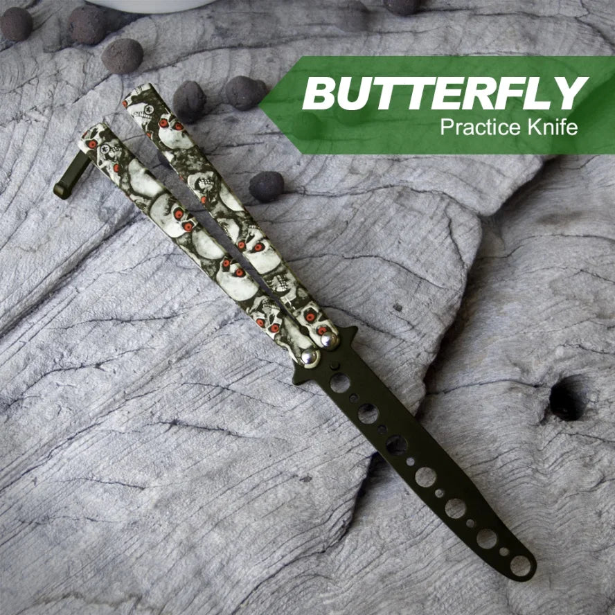 Men's Christmas Gift Portable Pocket Butterfly Training Knife, Round Hole Outdoor Training Utility Knife