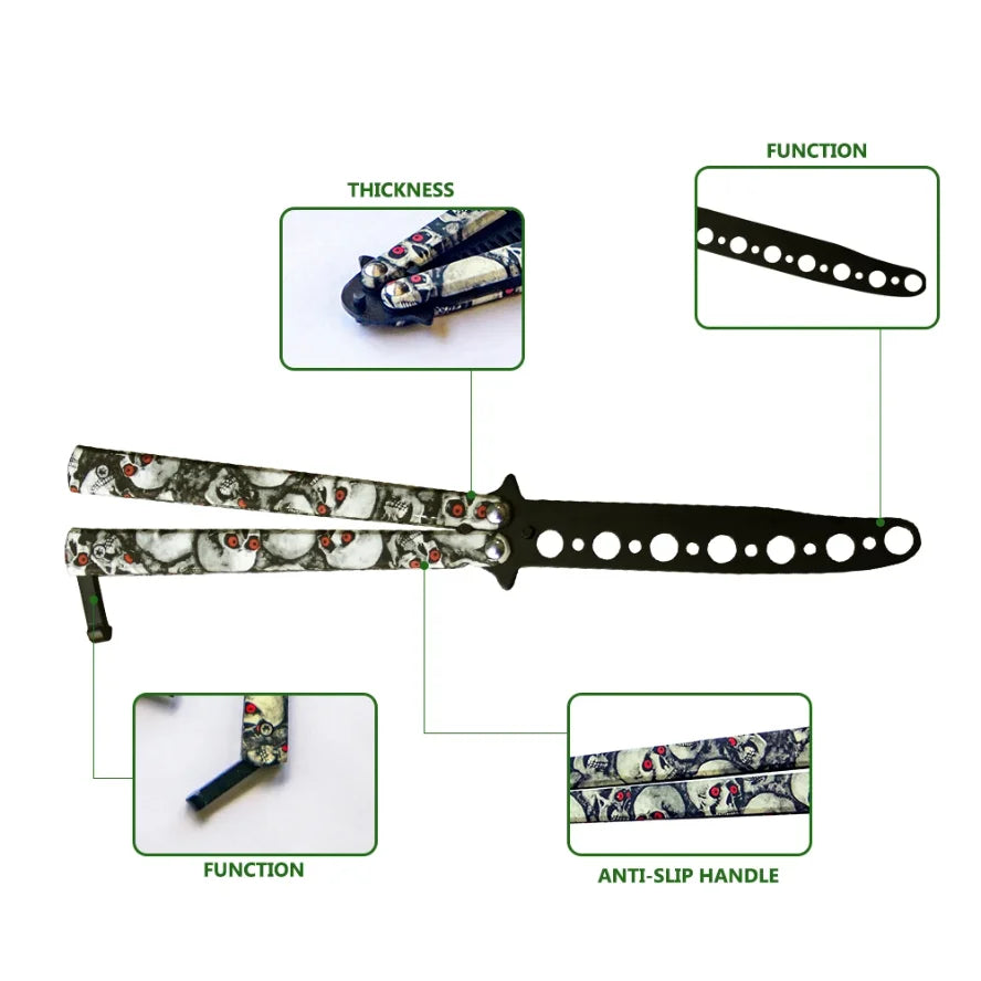 Men's Christmas Gift Portable Pocket Butterfly Training Knife, Round Hole Outdoor Training Utility Knife