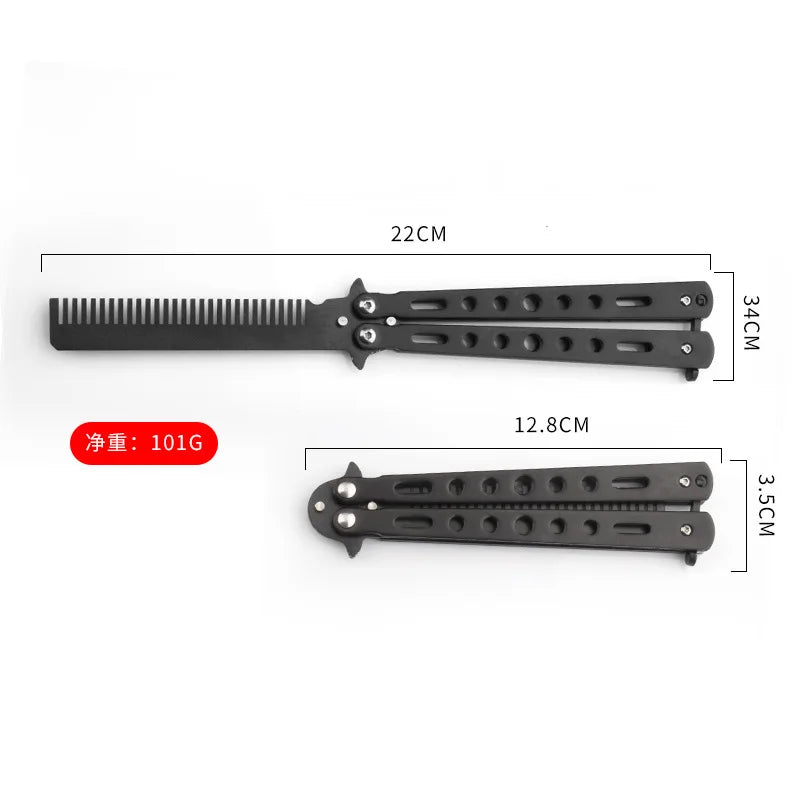 Portable Butterfly Training Knife Foldable CSGO Balisong Trainer Pocket Flail Knife Uncut Blade Butterfly Comb for Training Tool