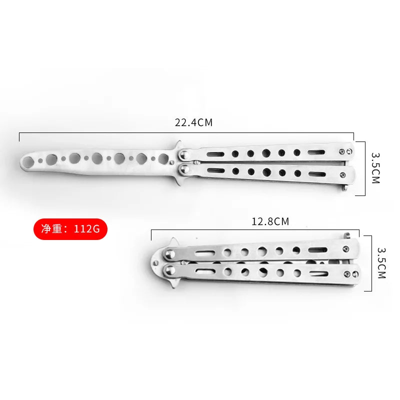 Portable Butterfly Training Knife Foldable CSGO Balisong Trainer Pocket Flail Knife Uncut Blade Butterfly Comb for Training Tool