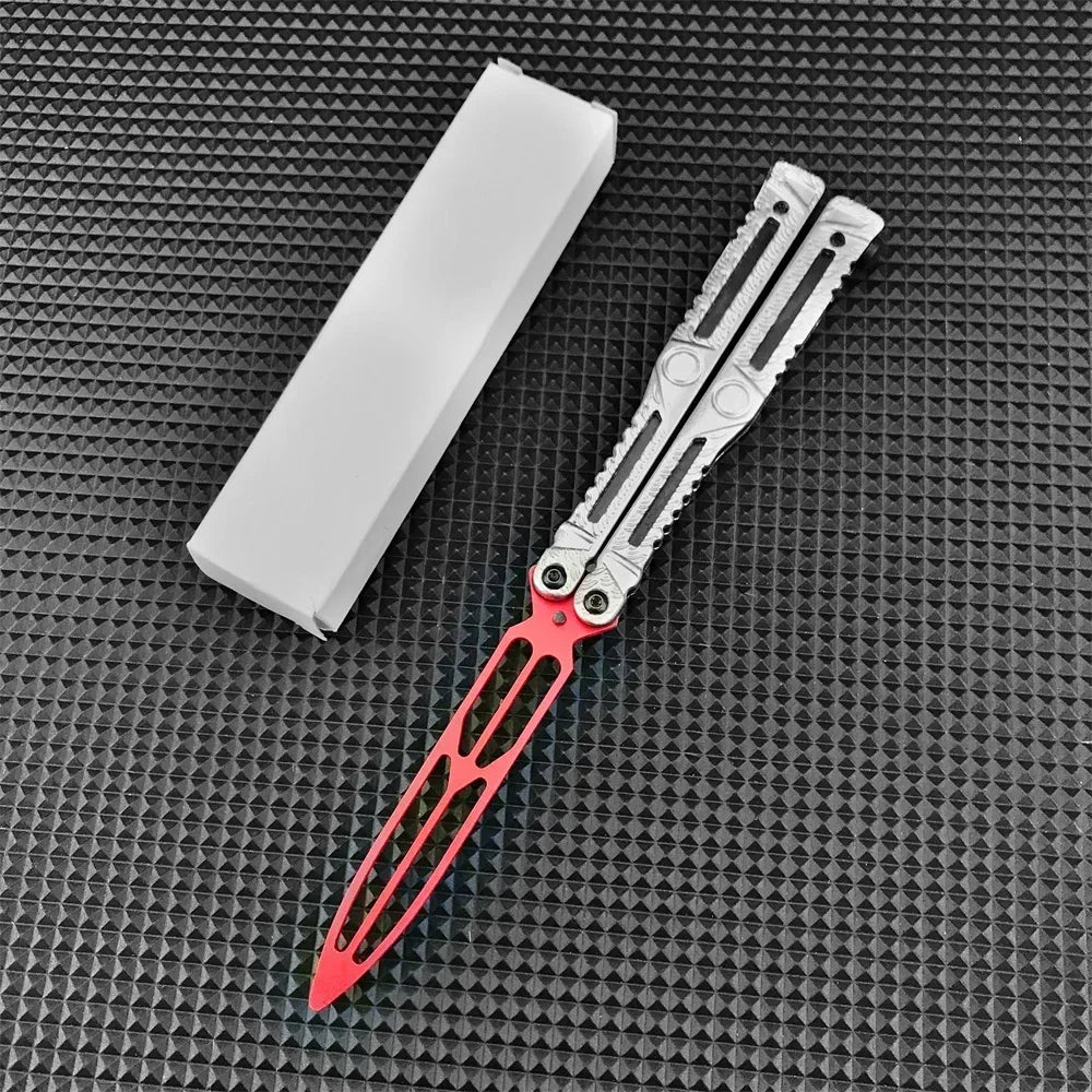 Extreme Butterfly Folding Trainer Knife Stainless Steel Pocket Knives All Steel Handle for Outdoor Jungle Camping Cutting Tools