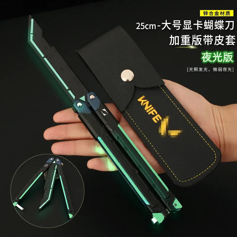 1pc 9.8Inch Fearless Contract Practice Props Large RGX Luminous Graphics Butterfly Knife Valorant Peripheral Metal Model