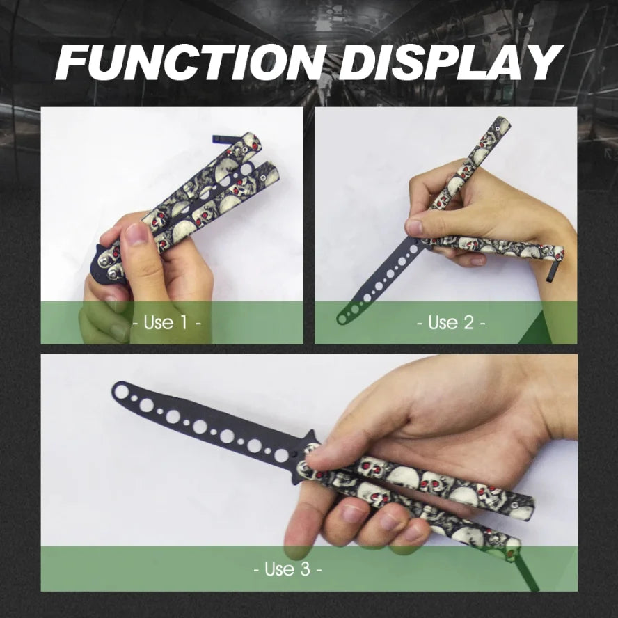 Men's Christmas Gift Portable Pocket Butterfly Training Knife, Round Hole Outdoor Training Utility Knife