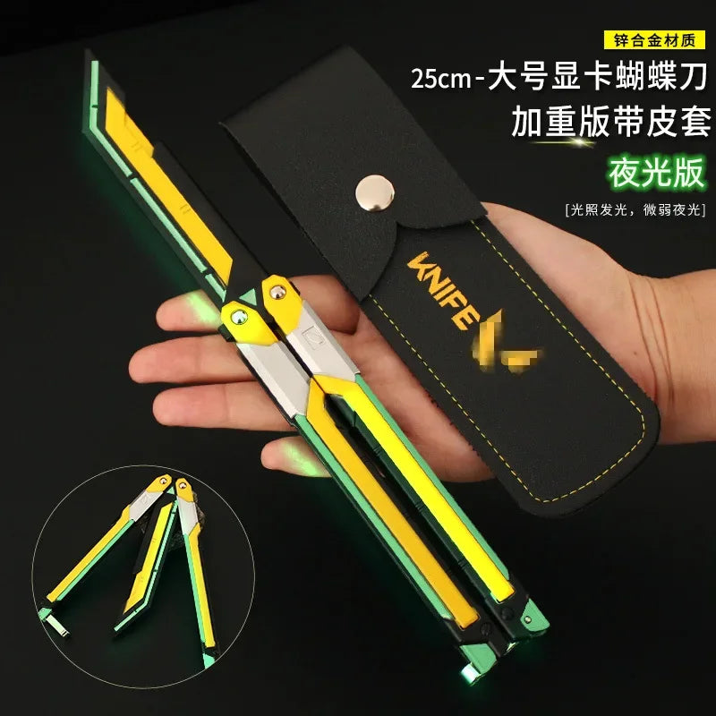 1pc 9.8Inch Fearless Contract Practice Props Large RGX Luminous Graphics Butterfly Knife Valorant Peripheral Metal Model